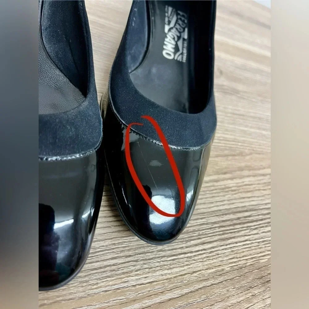 Salvador Ferragamo Patent Leather Heel Size 7.5 B